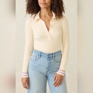 Faherty Stretch Cotton Cashmere Ribbed Polo - Small